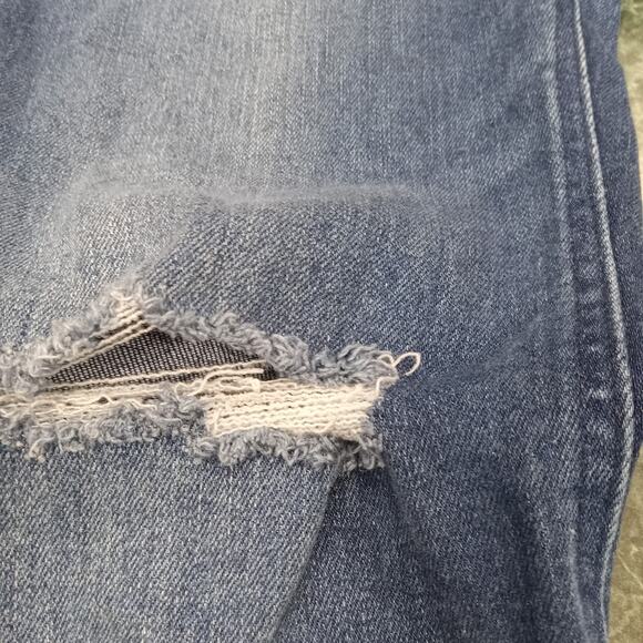 Forever 21 Lace Up Mid Rise Flare Leg Blue Denim Jeans Size 28 Rocker Y2k Vibes - Picture 4 of 12